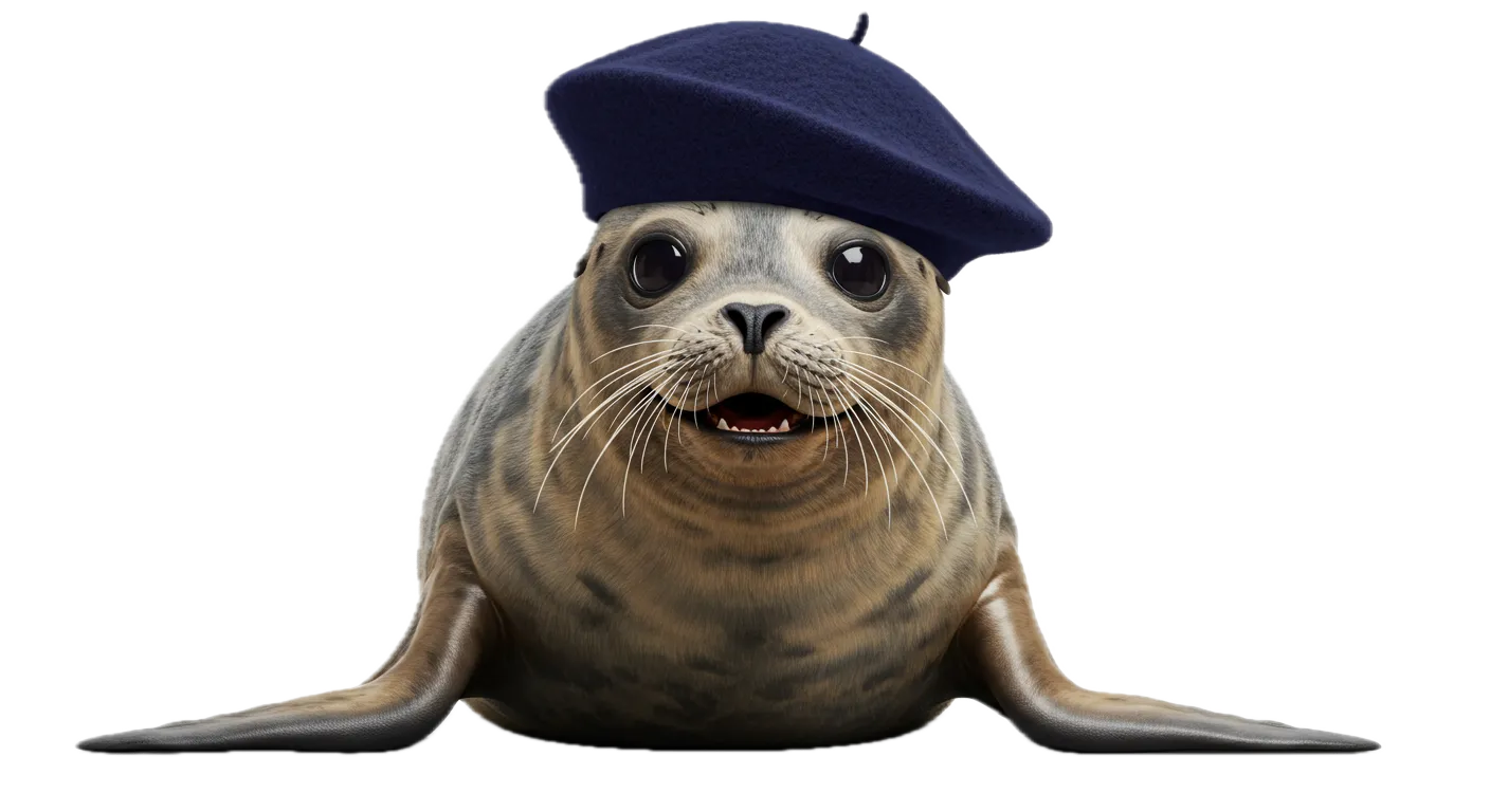 Phoque, the seal in a beret